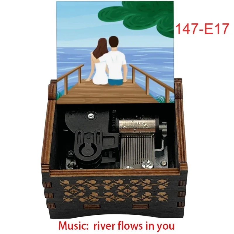 river flows in you Wood mechanical Music Box for South Korea piano guitar Friends birthday New year Christmas gift 5