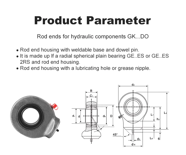 Hydraulikzylinder-Ohrring GK20DO GK25DO GK30DO GK35DO GK60DO GK70DO Gelenkkabel-Gelenklagerzylinder 1/2/4 Stück – Detail 3