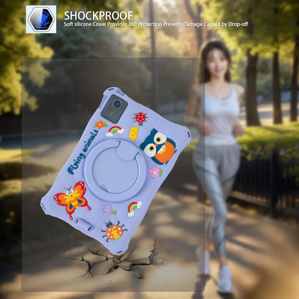 11-Inch Cartoon Rotating Soft Silicone Tablet Case