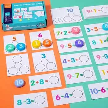 Kids Montessori Math Toys Arithmetic Card Matching Games Addition Subtraction Parish Early Educational Counting Toys for Kid 1