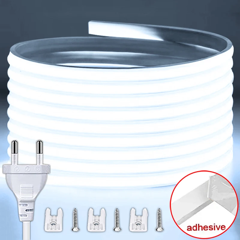 220V Led Strip High Brightness Waterproof COB LED Strip 220V with EU Plug for Room Bedroom Kitchen Outdoor Garden Lighting