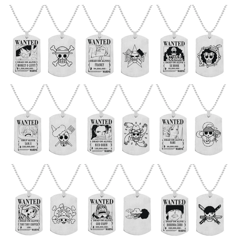 One Piece Pendant Women Necklace Japanese Anime Accessories Cosplay Luffy Zoro Sanji Manga Titanium Jewelry Men Neck Chain Gift 1