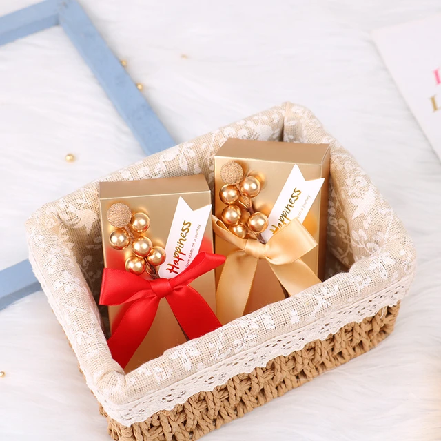 POTTIIS 20pcs Candy Box Cookie Gift Boxesromantic Wedding Favors Cute Chocolate Box for Wedding Bridal Birthday Party Supplies - Champaign Gold, Champ