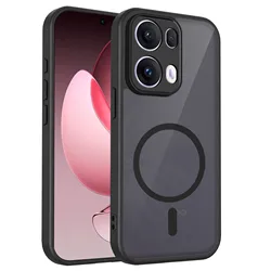 Armor Matte Frosted Clear Magnetic Wireless Charging Case Cover for OPPO Reno14 F 5G (Black)