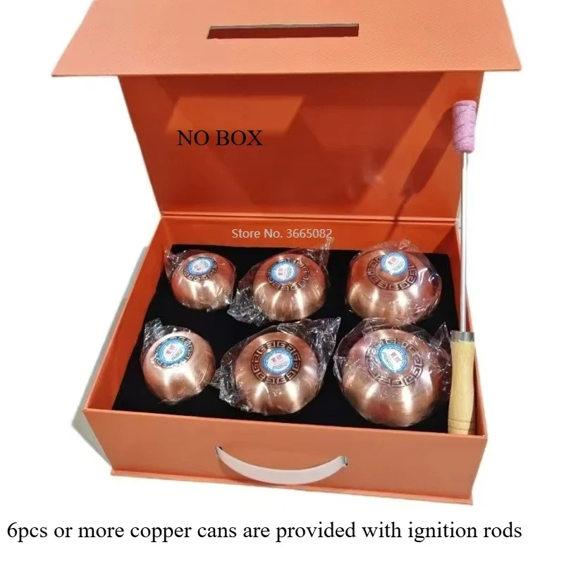 6pcs/1pcs Red Copper Durable Chinese Medical Vacuum Cupping Body Relax Stress Relief Lymph Massage Therapy Heated Fire Cup facial cupping set