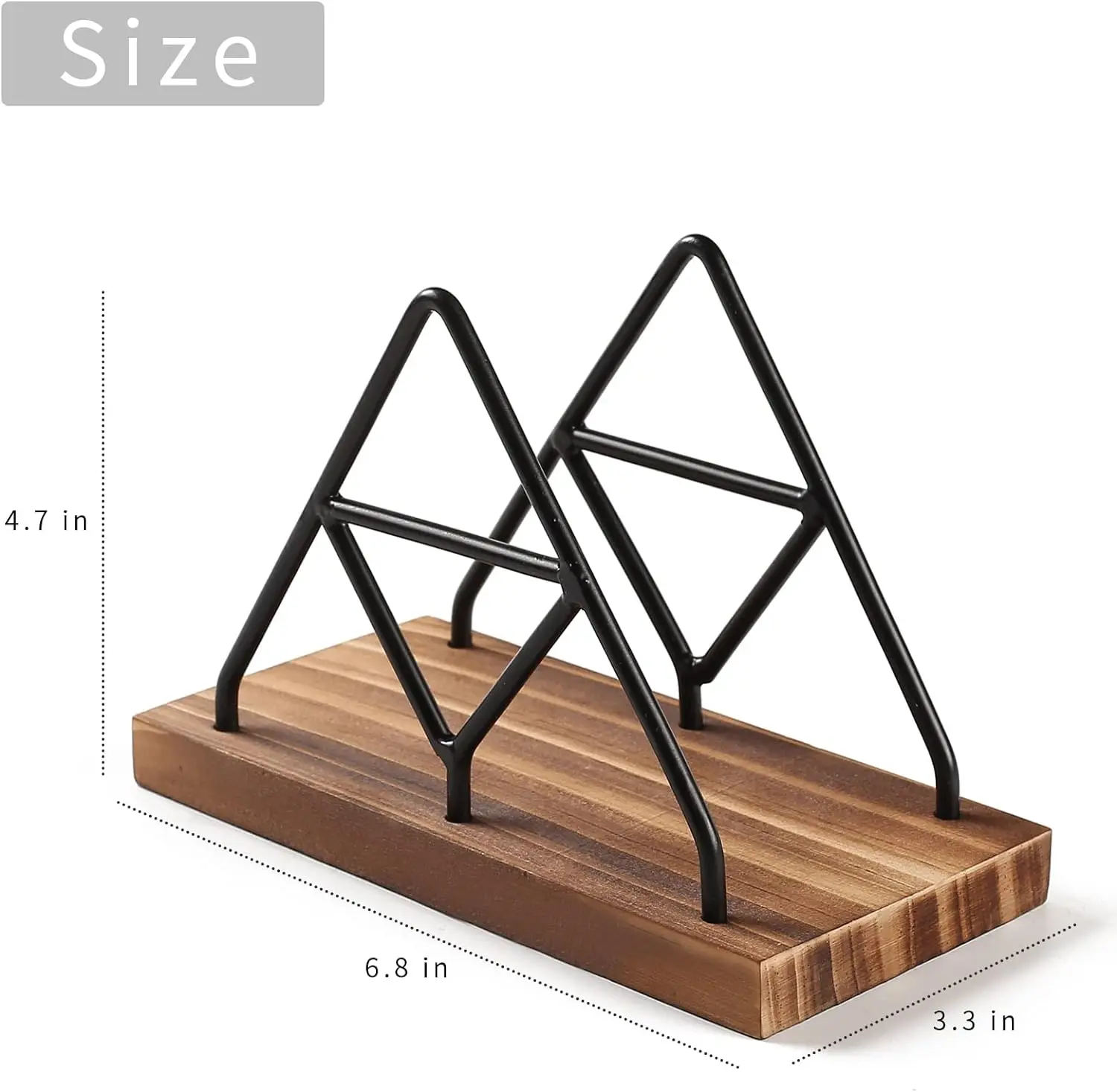 Wooden Napkin Storage, Black Tabletop Napkin Holder With Metal Wire, Suitable For Indoor Outdoor Home Dining Kitchen Decoration 4