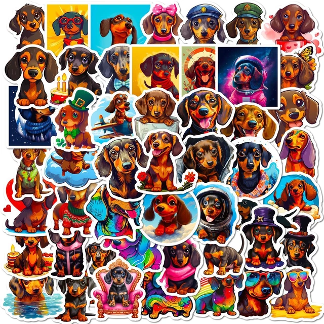 Dachshund Dog Cartoon Sticker Decals: Cute and Waterproof for Kids