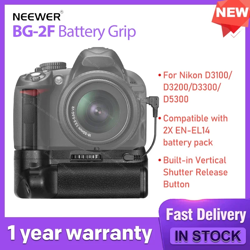Newer-Nikonのバッテリーグリップ,BG-2F,2x EN-EL14互換