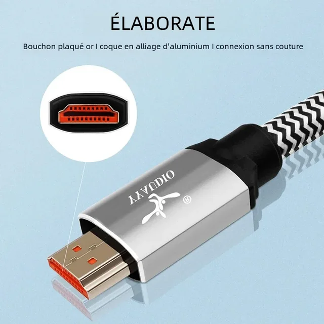 YYAUDIO HiFi HDMI 2.1 Splitter Cable Single Crystal Copper Cable Gold  Plated Plug 8K HD Cables For Computers,Tvs,Projectors