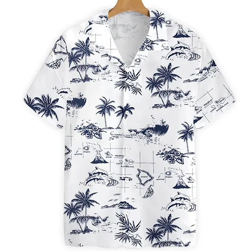 Harajuku Feather Hawaiian Men Shirt Printed Short Sleeve Casual White Street Summer Beach Shirts Men Clothing Summer