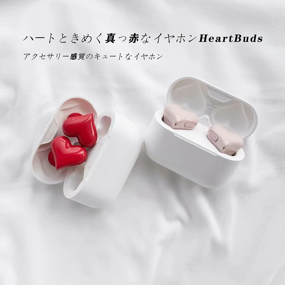 

Wireless Bluetooth HeartbudsHeadphones In-Ear Touch ControlHeadsets Mini Heart-shaped SportsStereo Earphone For Girl Gift