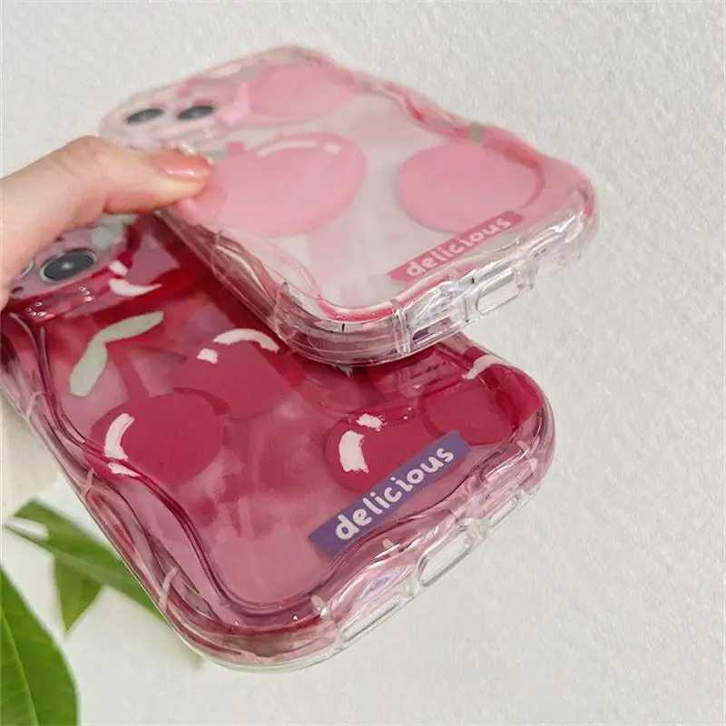 Red Cherry Pink Peach Wavy Pattern Phone Case