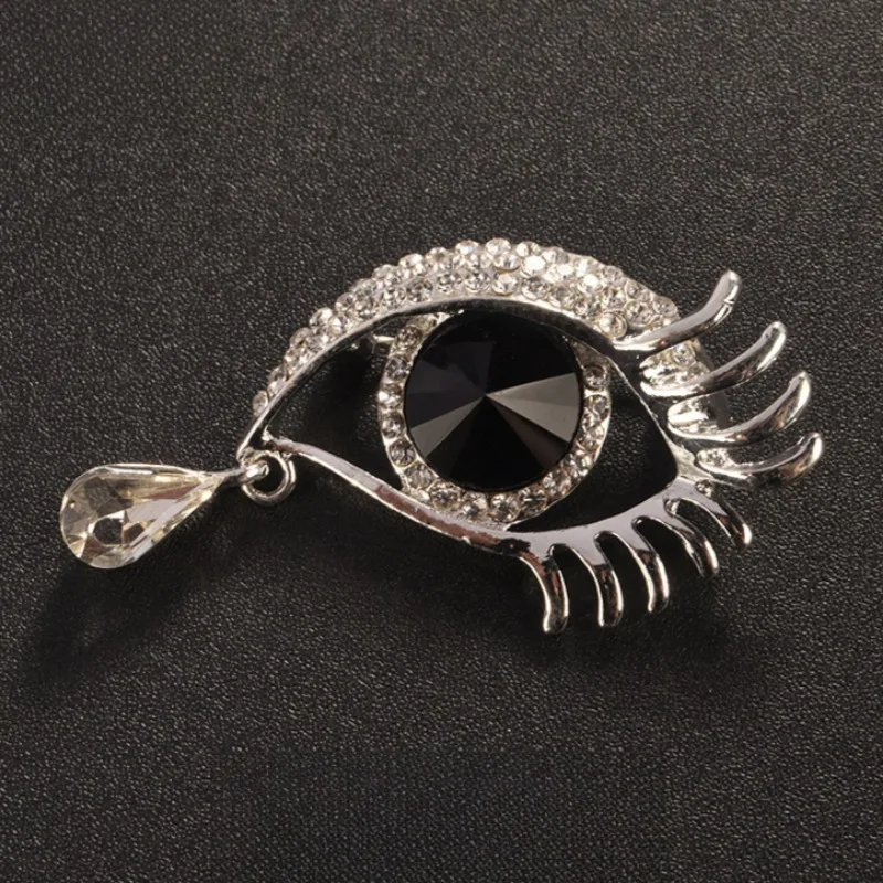 Fashion Tearful Big Eyed Crystal Brooch Diamond Studded Long Eyelashes Eye And Chest Flowers UNISEX Banquet Dresses Accessories