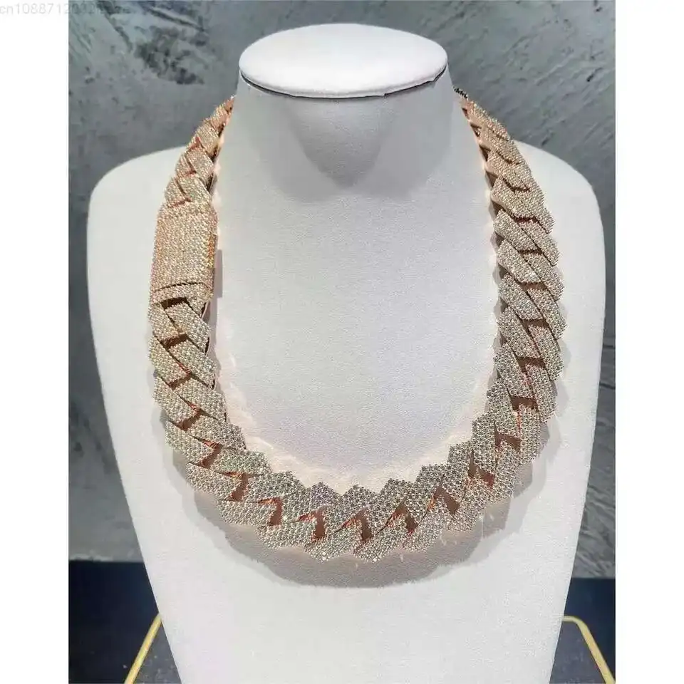 モアサナイト22mmキューバンチェーン 8-22 MM クラスプ アイス