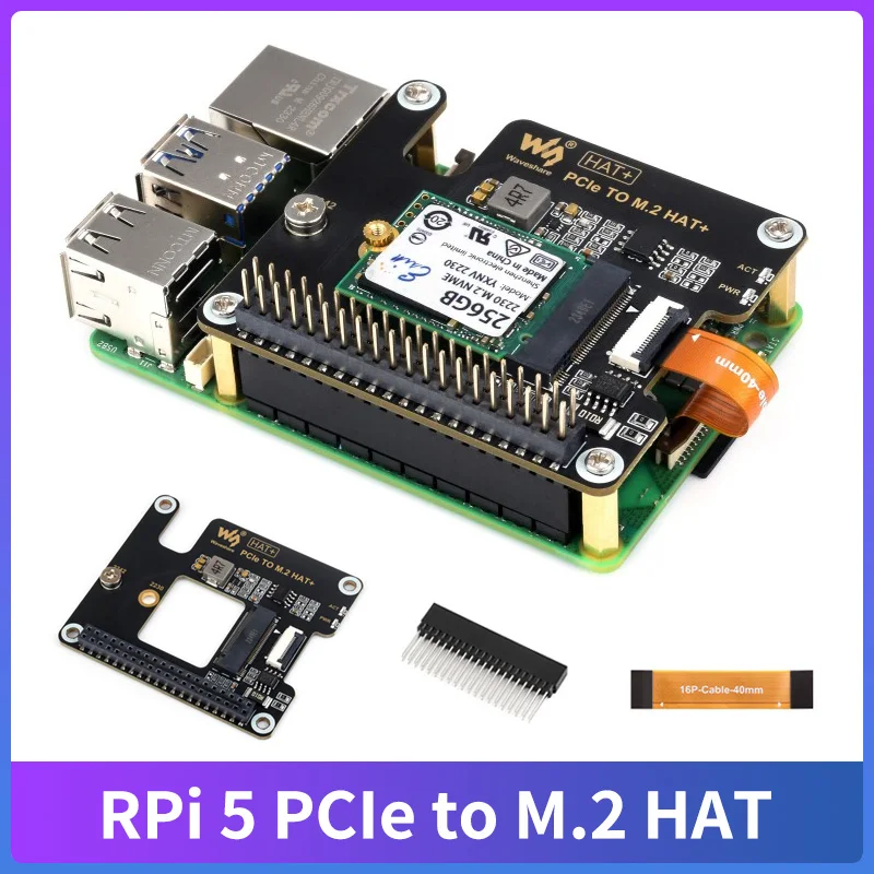 Raspberry pi Placa de Expansão de Alta Velocidade Pcie para M.2 Hat Nvme Cabo 16p Gpio Suporte Header Cooler Ativo para Rpi Pi5