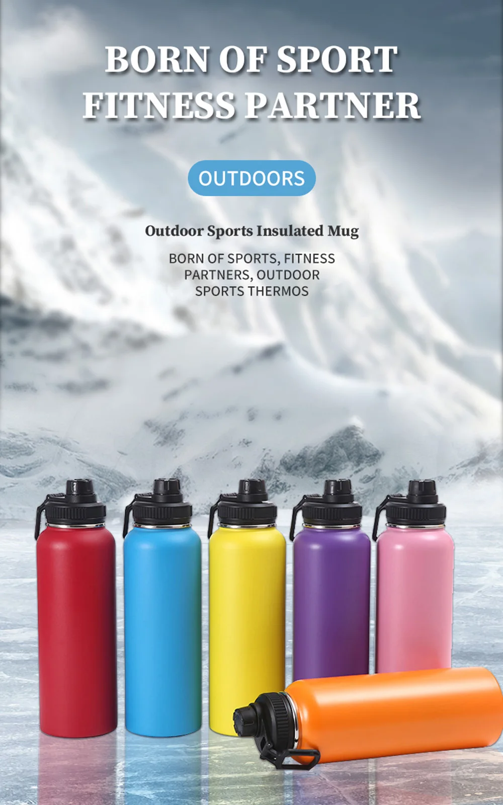 Description Picture 2 of item22OZ 32OZ Large Capacity Water Bottle Stainless Steel Thermos Cups Sports Mug Portable Insulated Cup Outdoor Gym Kettle