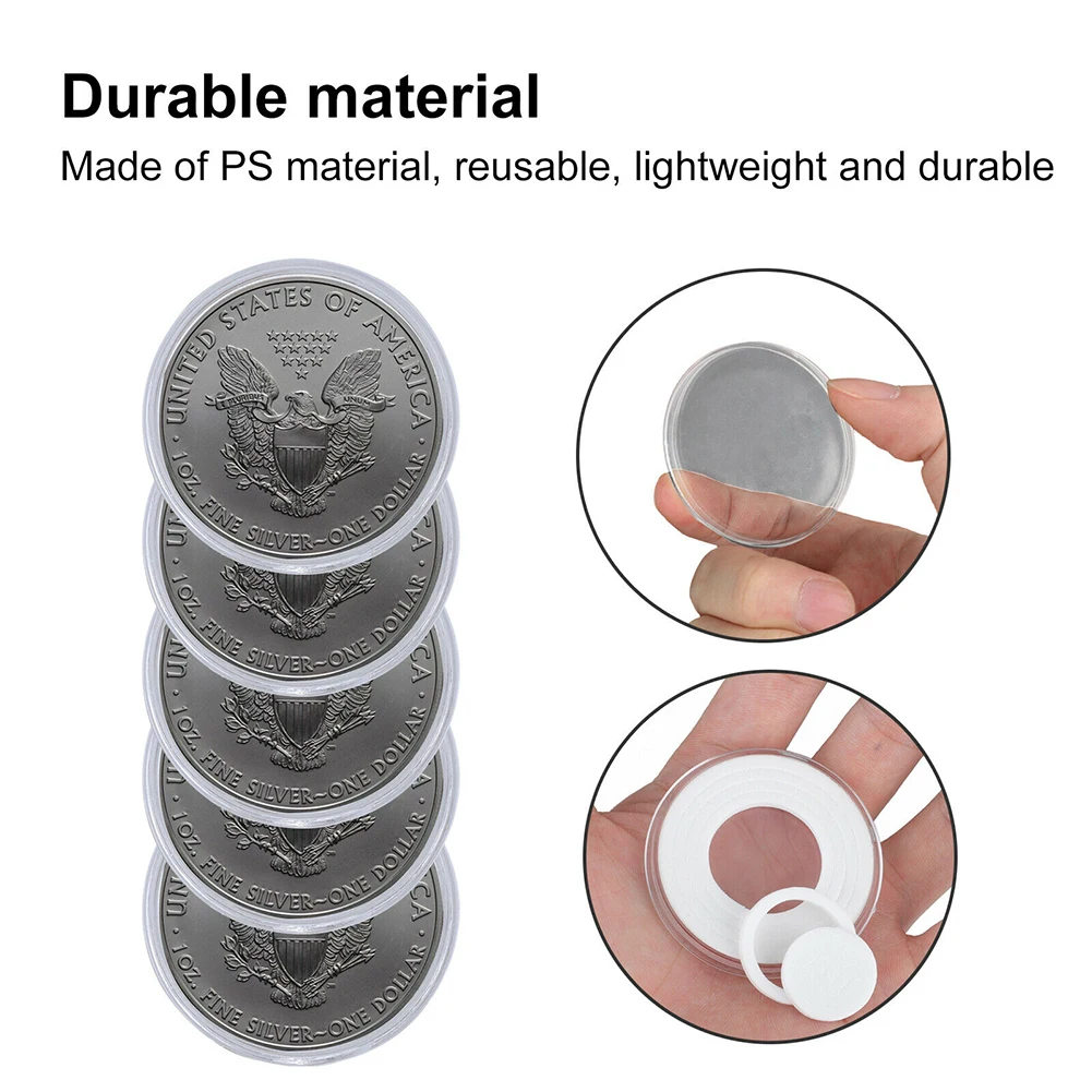 Coin Holder Capsules 20Pcs 46mm 19/24/29/34/39MM Transparent Round