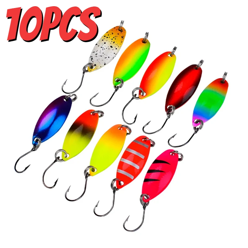 

10pcs Metal Spoon Bait for Trout Bass Double Color Fishing Tackle Lure Fishing Lure Hard Bait Artificial Fishing Jigging Lure