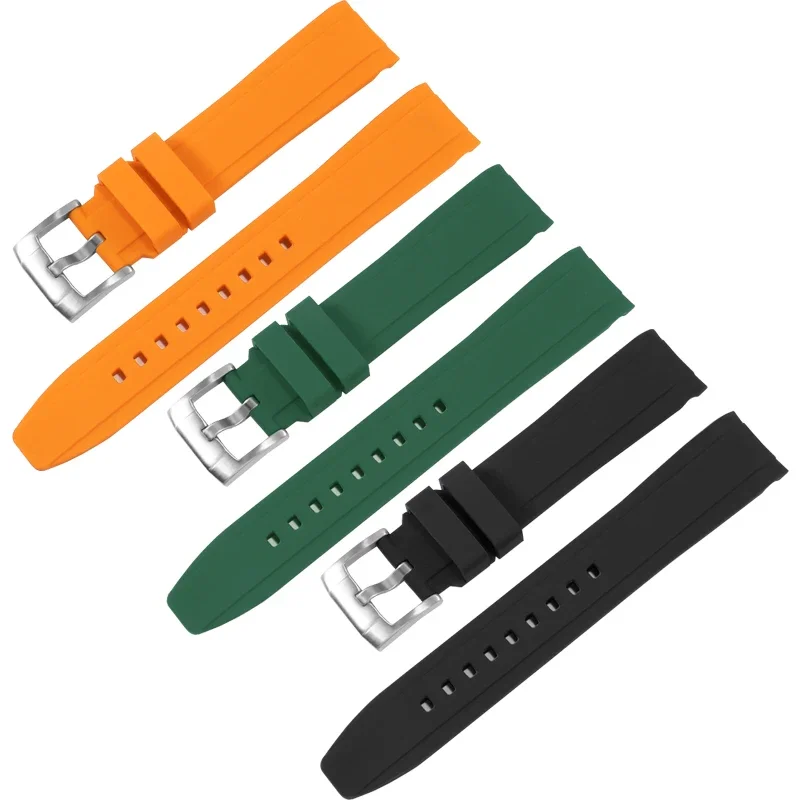Versatile Waterproof Silicone Watch Strap with Curved Interface, Available in Multiple Sizes