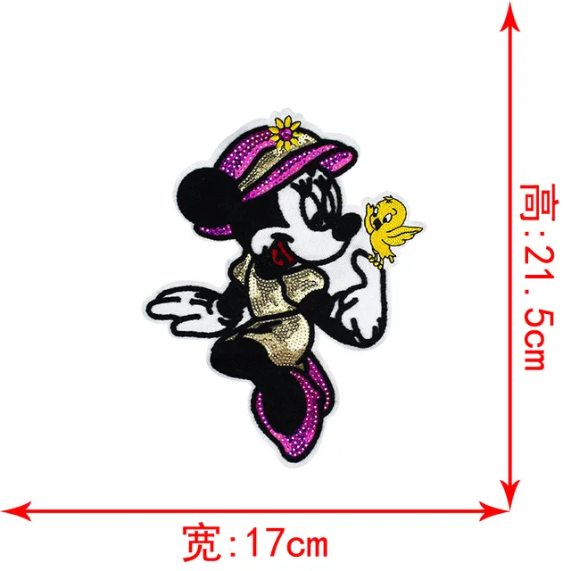 Disney Sequins Clothing Patch Mickey Minnie Mouse Patches Cartoon Sew Clothes Patch for T-shirt Coat DIY Decoration Women Gift Coffee