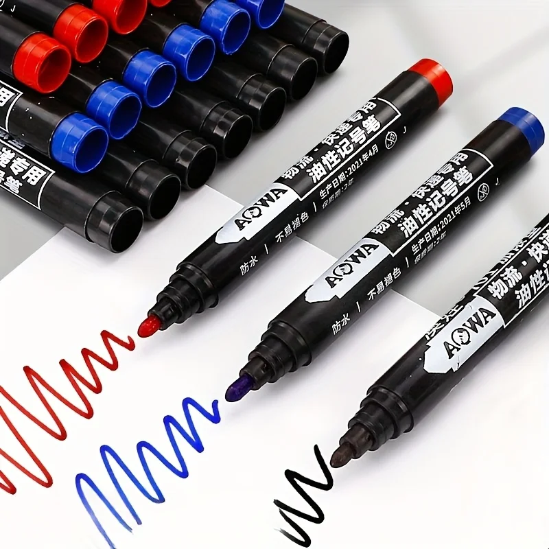 15pcs Oil-Based Permanent Markers Set for Paper, Metal, Glass, Wood, - Ideal for School, Office, Engineering, Construction, Arts - 2