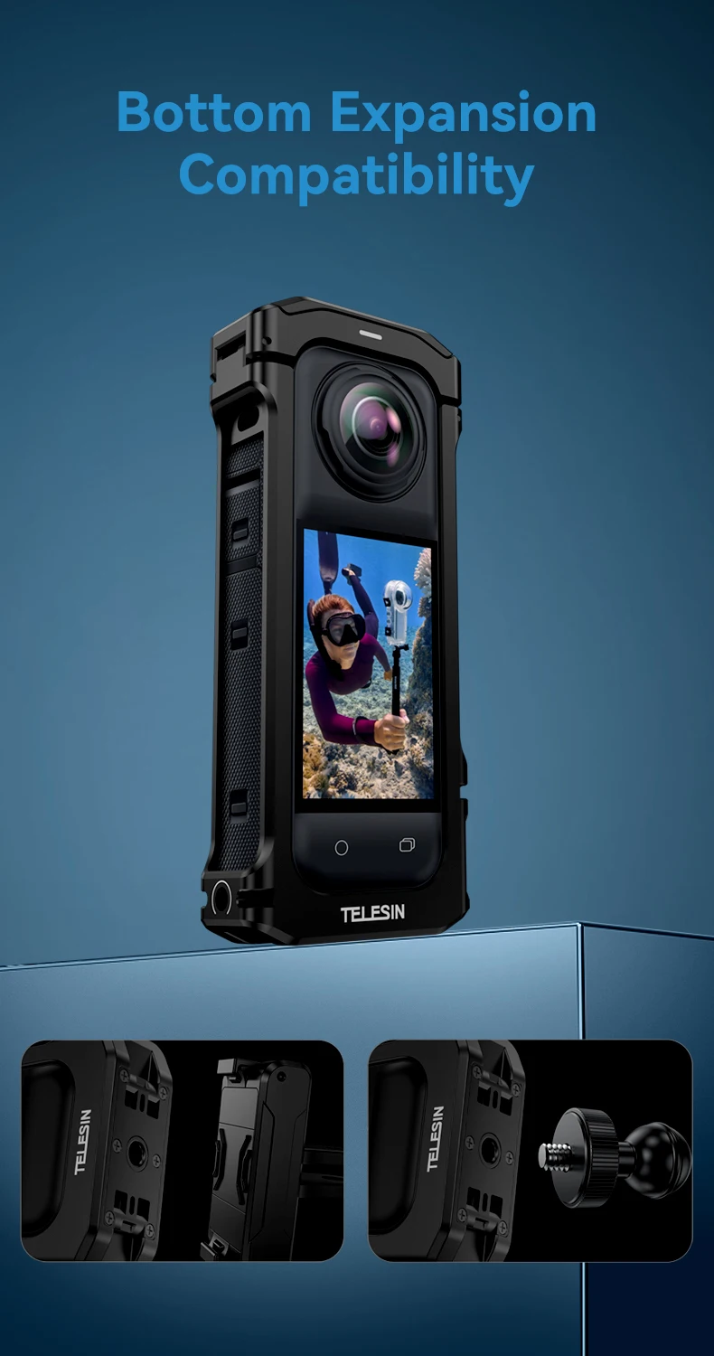 Aluminium Alloy Frame Case For Insta 360 X4 Vertical shot Low Weight Protective