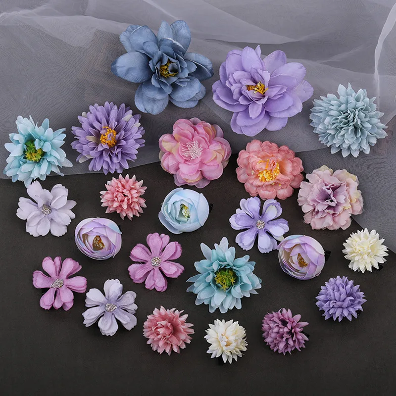 Silk Flower Set Hair Pins Clip Barrettes Japanese Chrysanthemum Bridal Wedding Hair Accessories