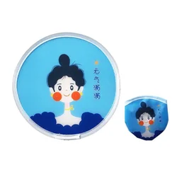 Compact Circular Cartoon Hand Fan - Portable Collapsible Design (Style K)