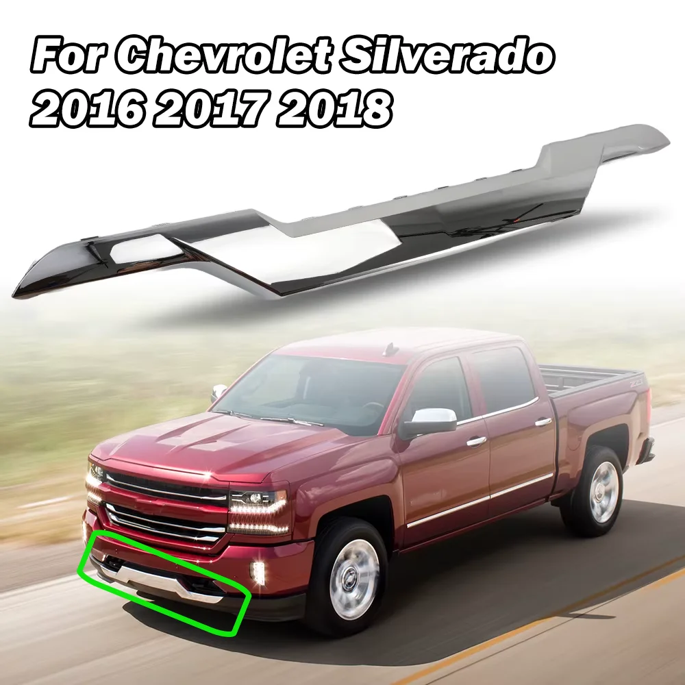 For 16-19 Silverado 1500 Black Front Bumper Face Bar W/o Sensor& Fog