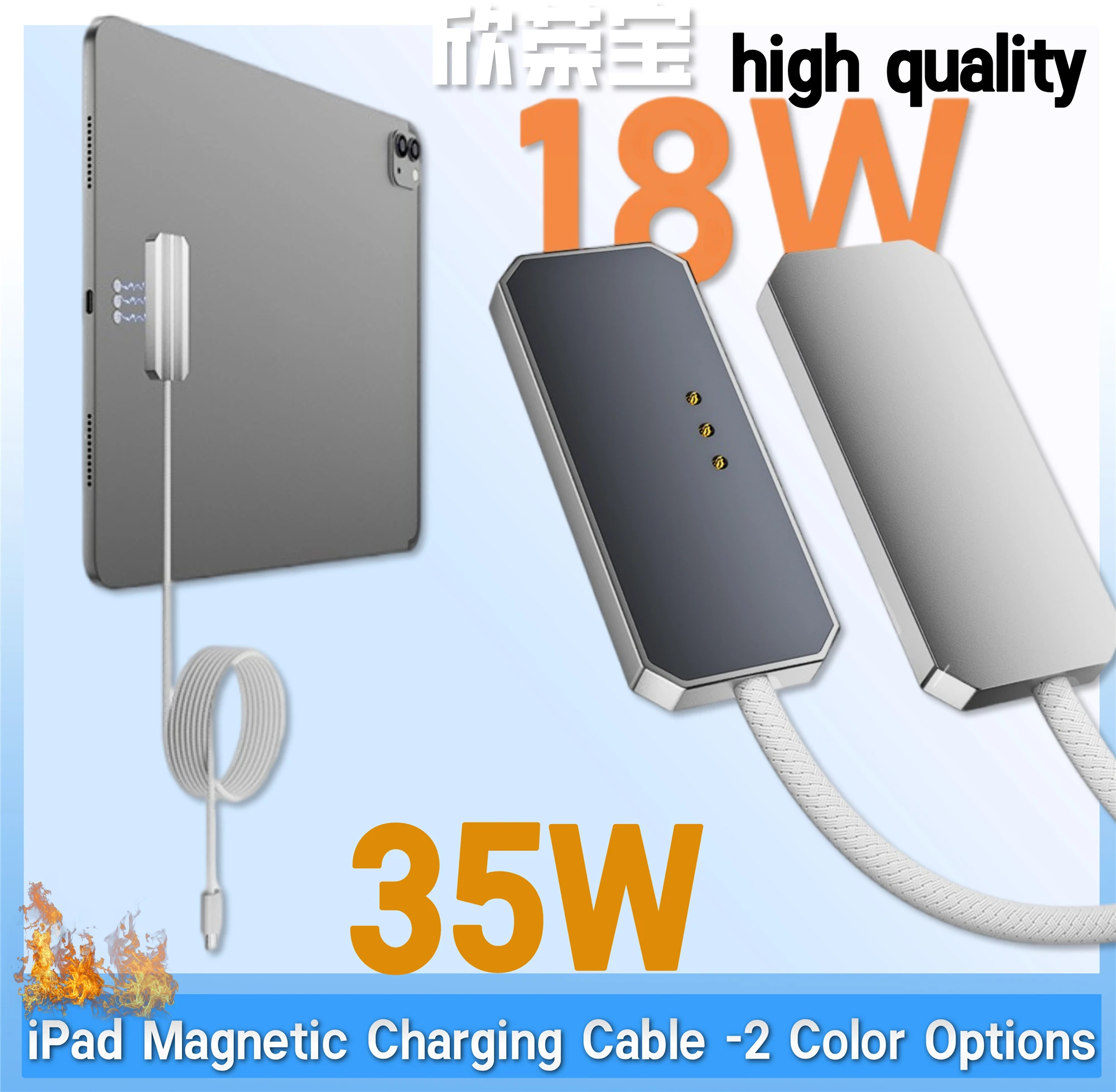 Dual-Port Magnetic Wireless Charger with Fast USB-C Charging Cable
