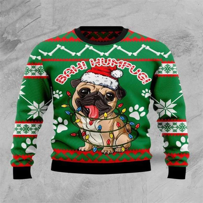 

Autumn Hot Sale New Digital Printed Christmas Women's Sweater Round Neck Pullover Men's Sweatshirt