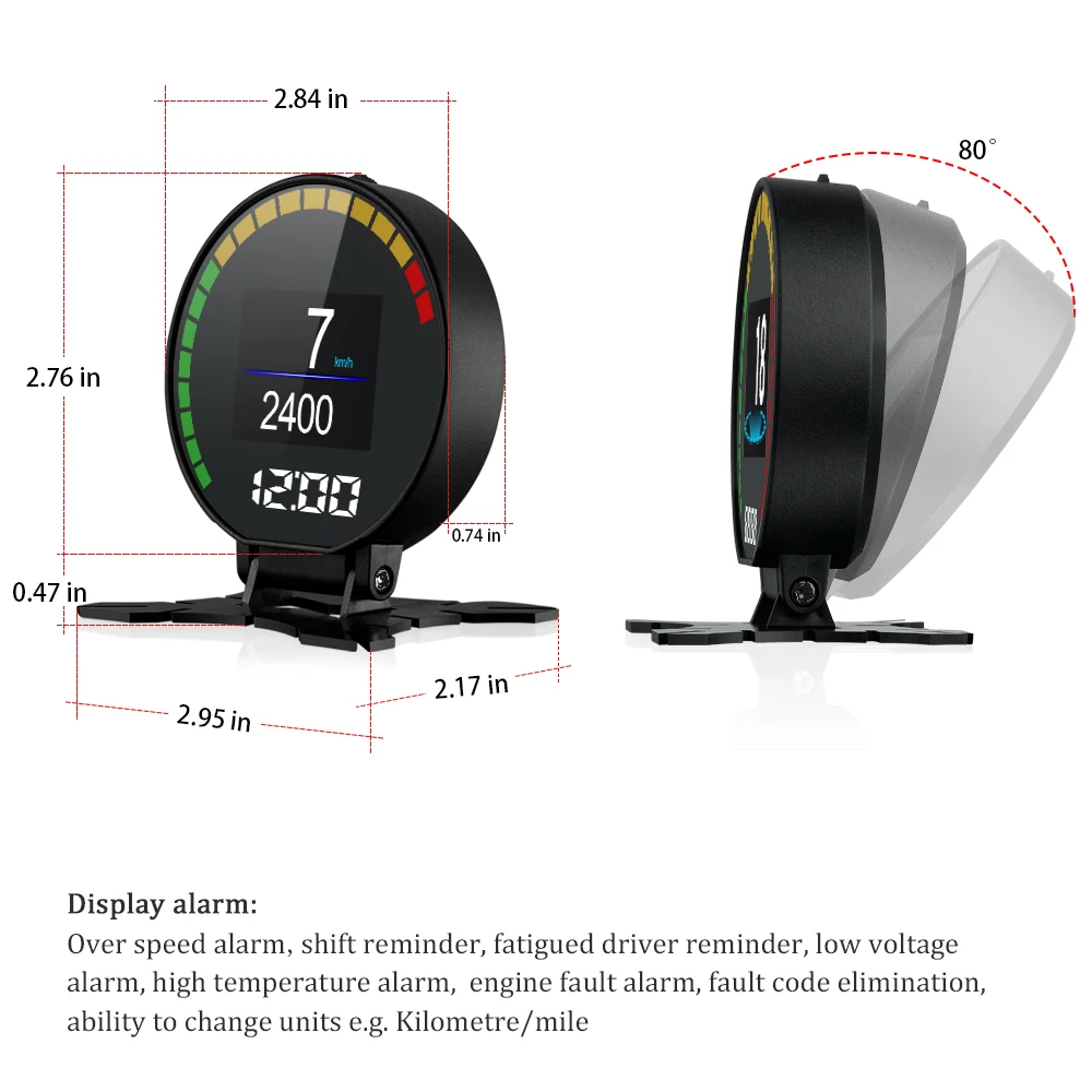 P15 HUD   ÷ OBD Ʈ    ˶ ڵ KM MPH ͺ νƮ з ٱ ǰ