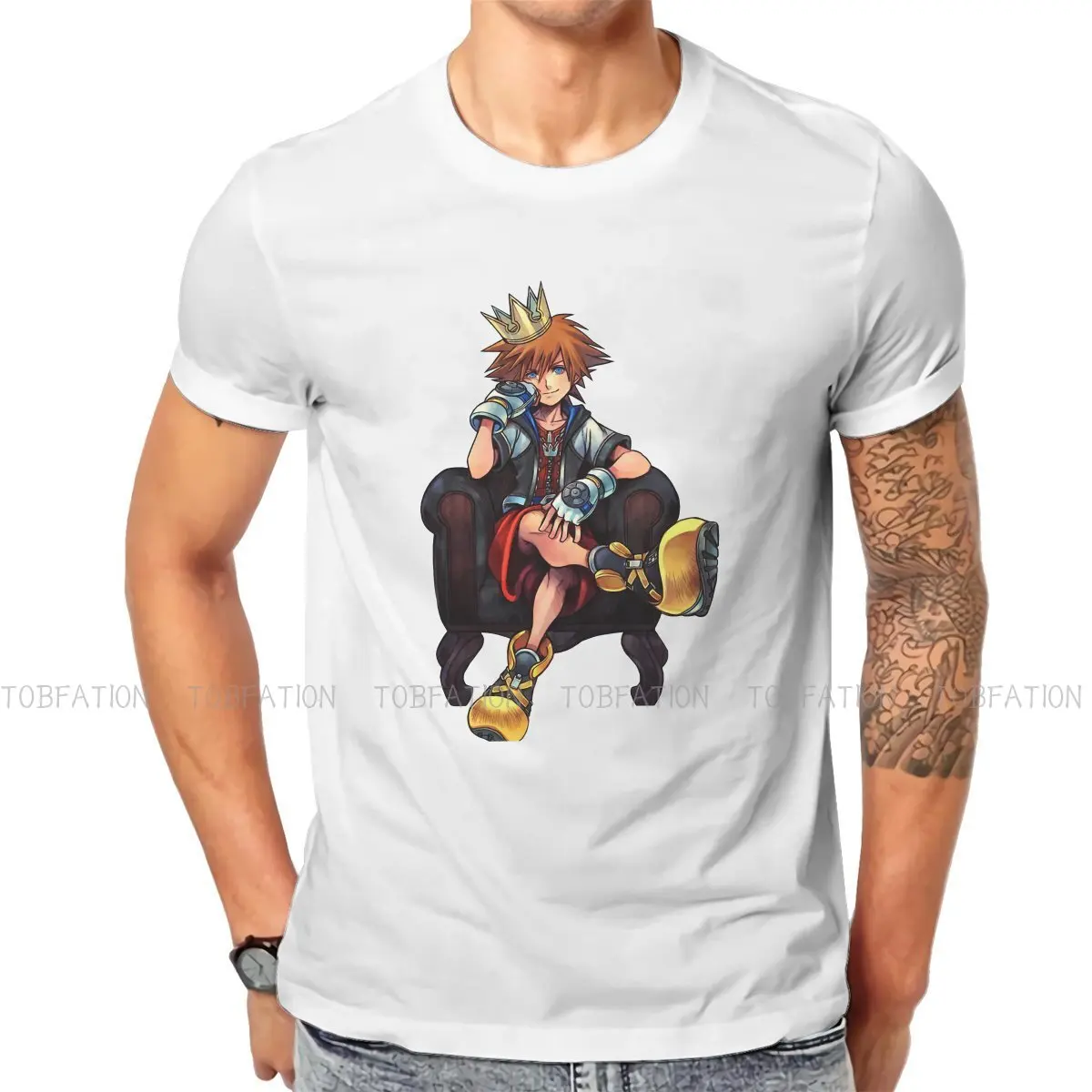 Футболка мужская с надписью Kingdom Hearts и круглым вырезом |
