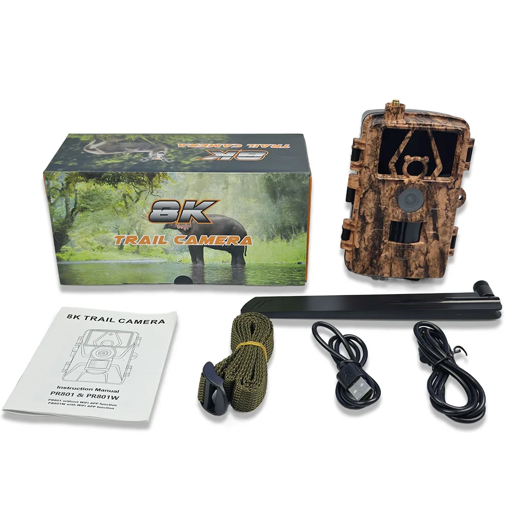 PR801LTE-4G Hunting Camera 8K Video 60MP Photo Trail Camera for North US South US Europe Australia 4G App Check hunting riflescope