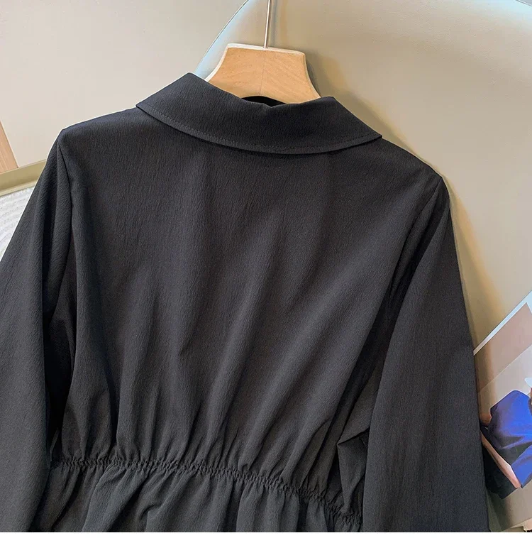 Koreanischen Stil Formale Hemden 2026 Große Größe Blusen Lange Hülse Lose drehen-unten Kragen Taste Frau Ballkleid Plus größe Bluse – Detail 33
