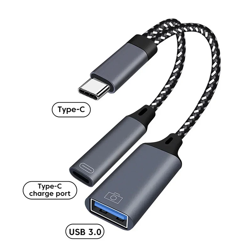 OTG Adapter USB Cable PD Charging 2 Port Type C to USB A For IOS 13 iPhone Samsung