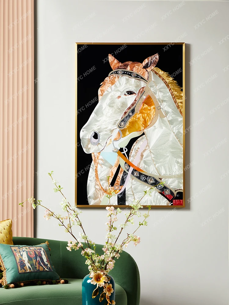 

Painted Enamel Horse Head Bedroom Living Room Decorative Painting