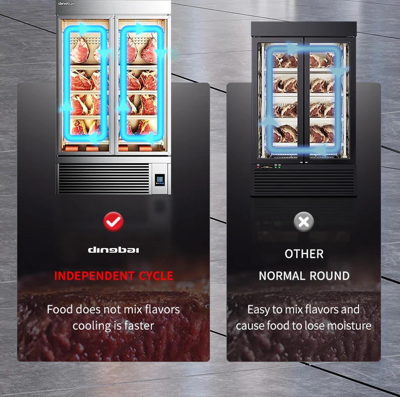 Grade Beef Aging Meat Preservation Cabinet Triple Doors Automatic Defrost Commercial Dry Aging Fridge for Steak Restaurant