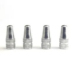 Set of 4 Durable Aluminum Alloy Bicycle Tire Valve Caps - Dustproof Tyre Accessories (Silver)
