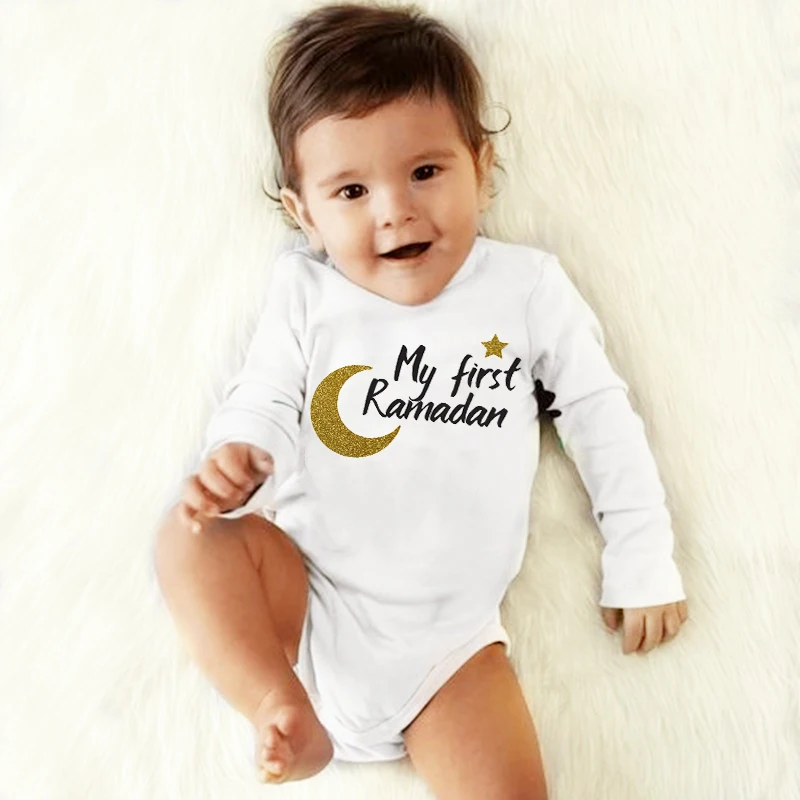 Baby cotton jumpsuit My 1st Ramadan Cute Baby Bodysuit Infant Long Sleeve Jumpsuit Baby Girl Boy Newborn Ramadan Party Outfit Toddler Clothes Gifts
