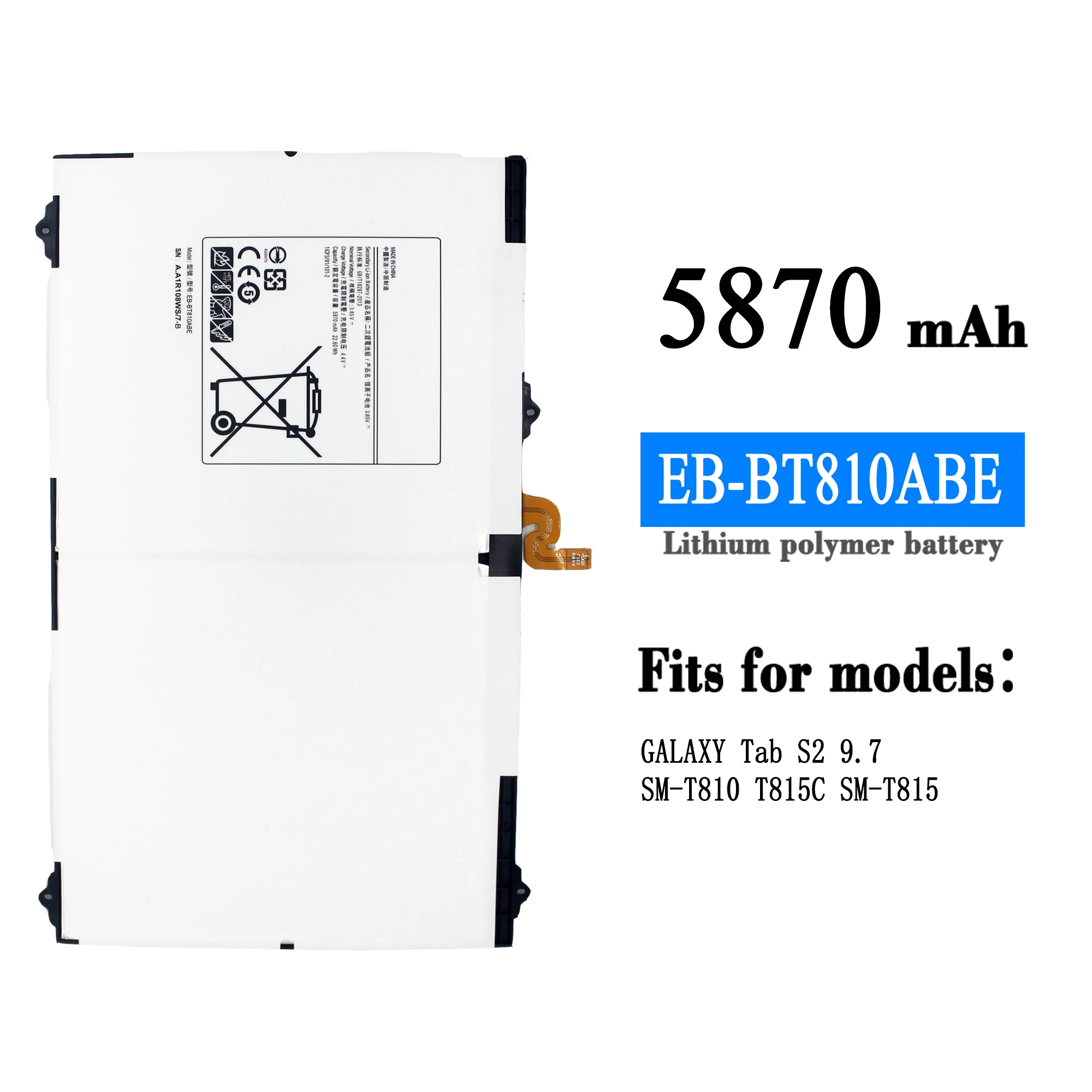

SAMSUNG Original Battery EB-BT810ABE For Samsung GALAXY Tab S2 9.7 T815C SM-T815 SM-T810 SM-T817A S2 T813 T819C 5870mAh