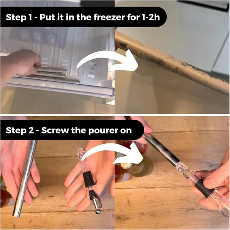 Wine Chiller Stick, Wine Cooling Stick, Cooling 3-In-1 Stainless Steel Cooler Stick With Nozzle