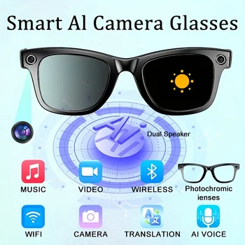 AI Smart Video Glasses with Camera and Photo Capabilities, featuring an 8MP camera, 1080P HD video recording, 4K resolution, 2