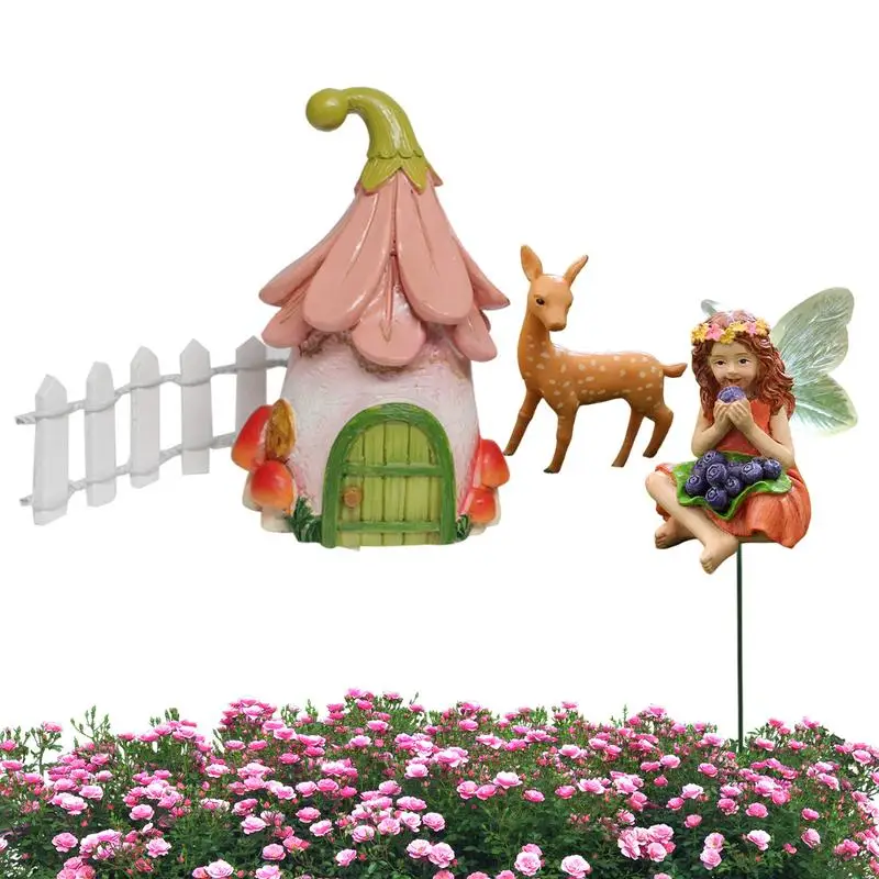 

Уличные садовые статуэтки 4 шт., милые садовые феи, полимерные садовые статуэтки, креативная садовая фея, декор для сказочного сада