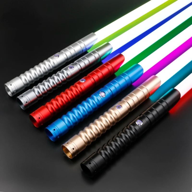 

RGB Pixel Smooth Swing Lightsaber Metal Handle Heavy Dueling Colors Change Force Sounds Blaster Laser Sword Kids Toys
