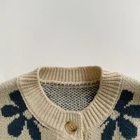Autumn Baby Knit Vest Retro Flower Sleeveless Garment Kids Cardigan for Girls Boy Sweater Children Clothing Fashion Baby Clothes 4