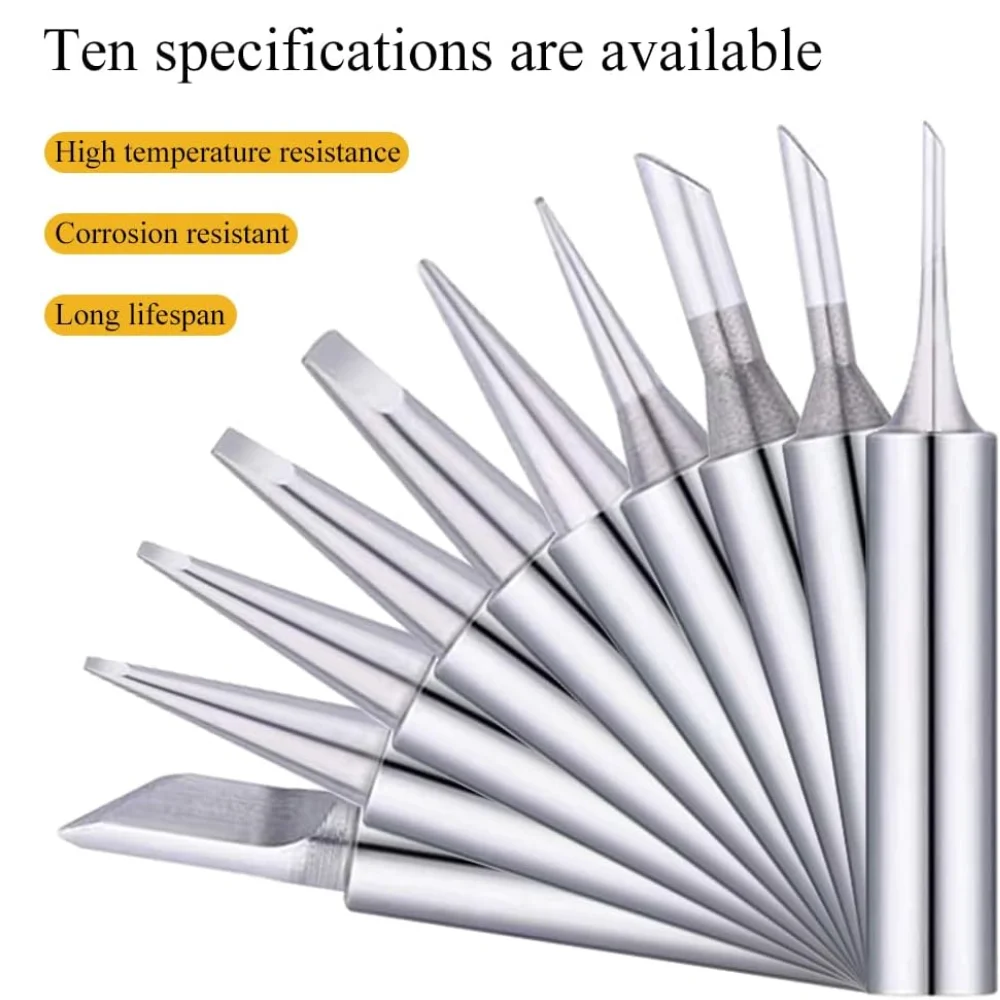10 Piece Lead-Free Replaceable Soldering Iron Tip Set with Welding Sleeve