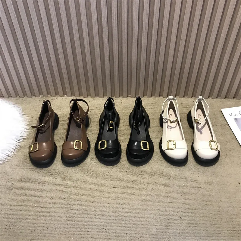 

Shoes Woman 2022 Female Footwear British Style Modis Oxfords Low Heels New Dress Preppy Cute Leather Summer Rome Mary Janes Basi