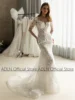 Elegant Lace Mermaid Wedding Dress with Detachable Tulle Train Long Sleeve Scoop Neck Sequined Applique Trumpet Bridal Gown 2