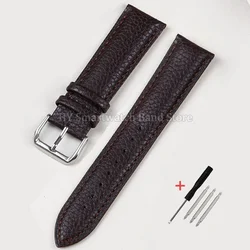 Elegant Soft Leather Watch Strap with Lychee Pattern - Cowhide Bracelet Wristband Accessory - 21mm (Brown)